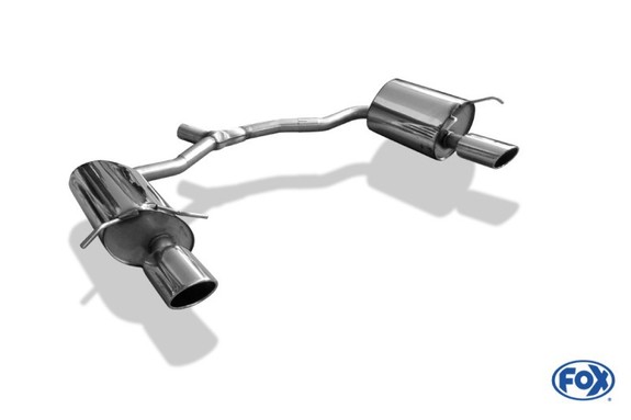 Fox Edelstahl Duplex Sportauspuff Mercedes E-Klasse Cabrio A207 4-Zylinder (Baureihe W212) 115x85mm oval eingerollt abgeschrägt: MB043083-347