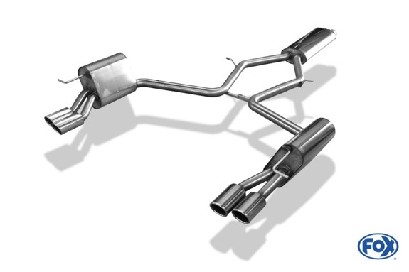 Fox Edelstahl Duplex Sportauspuff-Komplettanlage ab Kat Mercedes E-Klasse W211 S211 E500 T-Modell je 2x76mm rund eingerollt gerade mit Absorber: MB042014-068ANL2