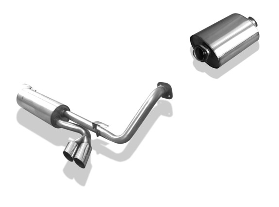 Fox Edelstahl Sportauspuff-Komplettanlage ab Kat. Mercedes G-Klasse W463 mit Trittbrett 2x80mm rund scharf abgeschrägt: MB050012-090ANL