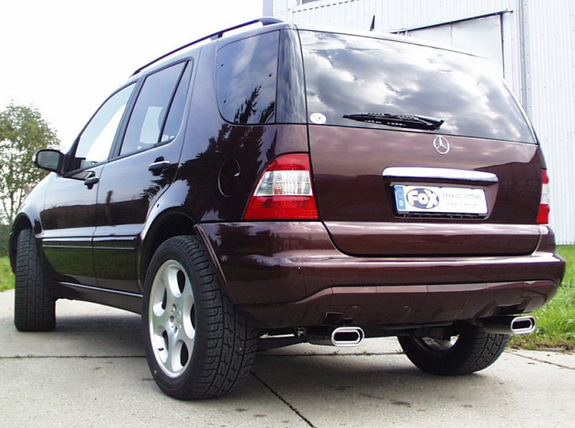 Fox Edelstahl Duplex Sportauspuff Mercedes M-Klasse W163 ML 135x80mm flachoval eingerollt abgeschrägt mit Absorber: MB060013-593