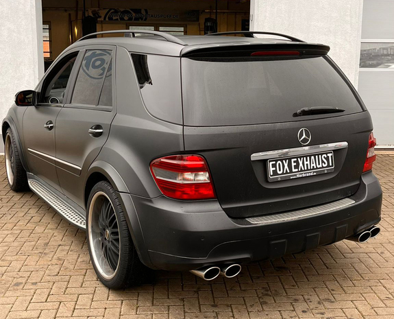 Fox Edelstahl Duplex Sportauspuff Mercedes M-Klasse W164 je 2x115x85mm oval eingerollt abgeschrägt: MB061004-747