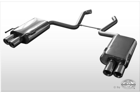 Fox Edelstahl Duplex Sportauspuff Mercedes S-Klasse W221 3.5l-5.5l ab 2005 2x80mm rund eingerollt abgeschrägt mit Absorber: MB074004-150
