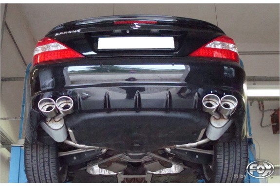 Fox Edelstahl Duplex Sportauspuff Mercedes SL R230 Facelift ab 2006 2x115x85mm oval eingerollt abgeschrägt: MB133094-348