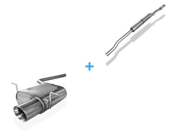 Fox Edelstahl Sportauspuff-Komplettanlage ab Kat Mini Cooper Clubman R55 Benzin 100mm rund doppelwandig abgeschrägt: MN021051-293ANL