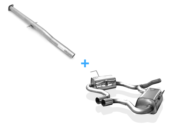 Fox Edelstahl Racing-Komplettanlage ab Kat. Ausgang mittig Mini Cooper S R53 2002-2006 2x76mm rund scharf gerade: MN020094-008ANLR