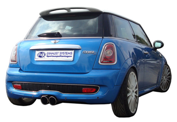 Fox Edelstahl Racing-Komplettanlage ab Kat mittig Mini Cooper S R56 2x90mm rund eingerollt abgeschrägt: MN021002-132ANLR