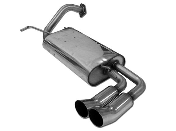 Fox Edelstahl Sportauspuff-Komplettanlage ab Kat. Mitsubishi Colt CAO Bj.92-03 2x76mm DTM rund scharf gerade: MI010008-166ANL1