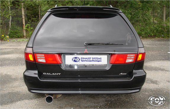 Fox Edelstahl Sportauspuff Mitsubishi Galant 8 Kombi EA Bj.96-06 1x100mm rund eingerollt gerade mit Absorber