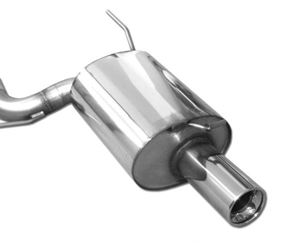 Fox Edelstahl Sportauspuff-Komplettanlage ab Kat Mitsubishi Lancer Evolution IX - Evo 9 1x90mm rund eingerollt gerade mit Absorber: MI142001-071ANL