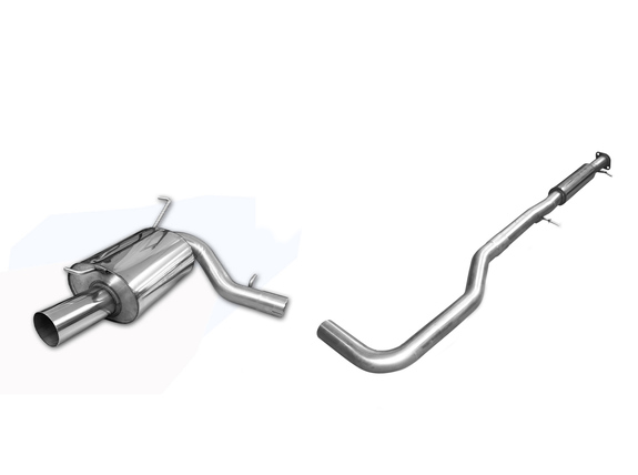 Fox Edelstahl Sportauspuff-Komplettanlage ab Kat Mitsubishi Lancer Evolution VI - Evo 6 1x100mm rund scharf gerade: MI140001-013ANL