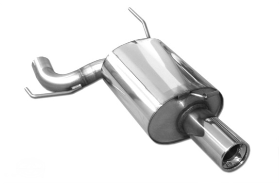 Fox Edelstahl Sportauspuff-Komplettanlage ab Kat Mitsubishi Lancer Evolution VII - Evo 7 1x90mm rund eingerollt gerade mit Absorber: MI141001-071ANL1