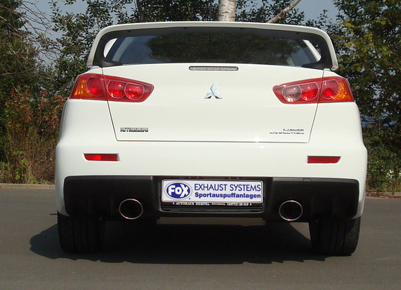 Fox Edelstahl Duplex Sportauspuff-Komplettanlage ab Kat Mitsubishi Lancer Evolution X - Evo 10 1x129x106mm oval eingerollt abgeschrägt: MI143003-349ANL