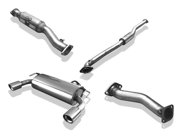 Fox Edelstahl Duplex Komplettanlage inkl. Kat und Krümmer Mitsubishi Lancer Evolution X - Evo 10 1x100mm rund eingerollt abgeschrägt mit Absorber: MI143003-153ANLKK