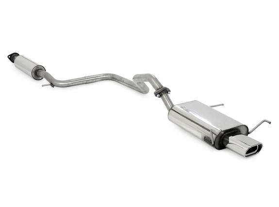 Fox Edelstahl Sportauspuff-Komplettanlage ab Kat Nissan Primera P11 Kombi Traveller 135x80mm flachoval eingerollt abgeschrägt mit Absorber: NI061011-593ANL