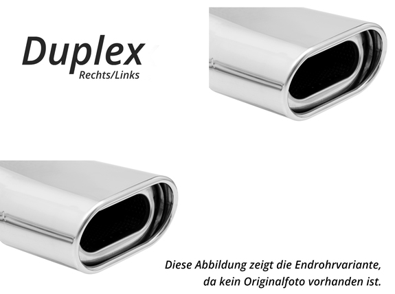 Fox Edelstahl Duplex Sportauspuff-Komplettanlage ab Kat Nissan Primera P11 Limousine 96-99 135x80mm flachoval eingerollt abgeschrägt mit Absorber: NI061043-593ANL