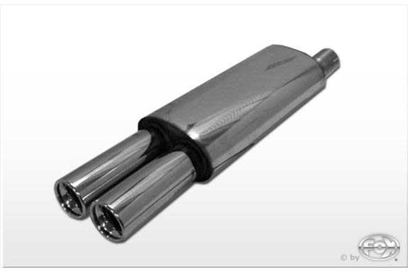 Fox Edelstahl Sportauspuff Opel Astra F Stufenheck u. Cabrio 3-Punkt-Aufhängung 2x80mm rund eingerollt gerade mit Absorber: OP040132-070