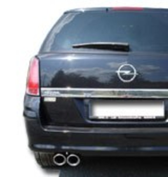 Fox Edelstahl Sportauspuff Opel Astra H Caravan/Kombi 2x76mm rund eingerollt gerade mit Absorber: OP042041-068ESD