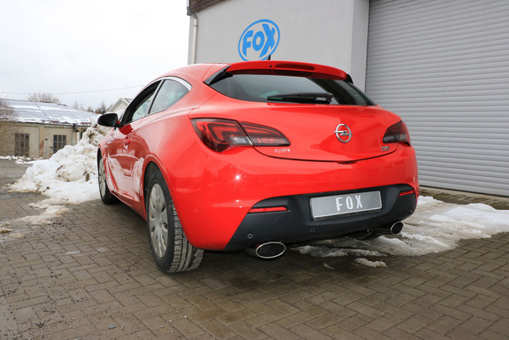 Fox Edelstahl Duplex Sportauspuff-Komplettanlage ab Kat Opel Astra J GTC je 160x90mm oval eingerollt seitlich abgeschrägt: OP043043-467ANL