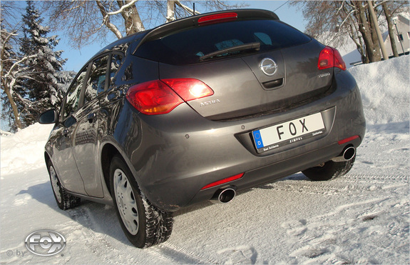 Fox Edelstahl Duplex Sportauspuff Opel Astra J Limousine 115x85mm oval eingerollt abgeschrägt: OP043023-347