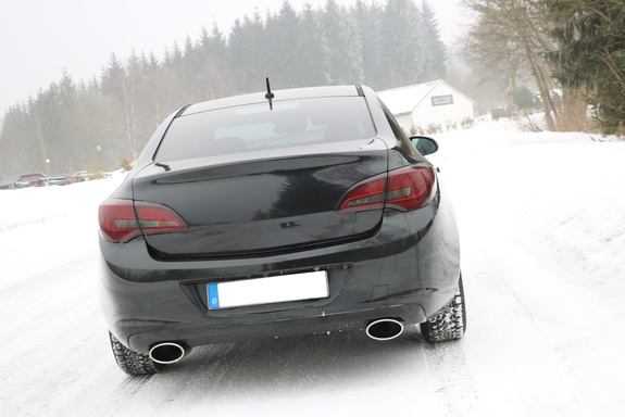 FOX Edelstahl Duplex Sportauspuff Opel Astra J Stufenheck je 160x90mm oval eingerollt abgeschrägt: OP043053-467