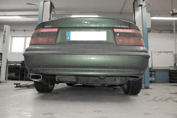 Fox Edelstahl Sportauspuff-Komplettanlage ab Kat Opel Calibra A inkl. 4x4 145x65mm trapezförmig eingerollt abgeschrägt: OP080001-671ANL