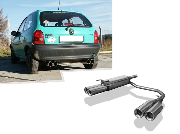 Fox Edelstahl Duplex Sportauspuff Opel Corsa B 2x80mm rund eingerollt gerade mit Absorber: OP031024-070 Fox Edelstahl Duplex Sportauspuff Opel Corsa B 2x80mm rund eingerollt gerade mit Absorber: OP031024-070
