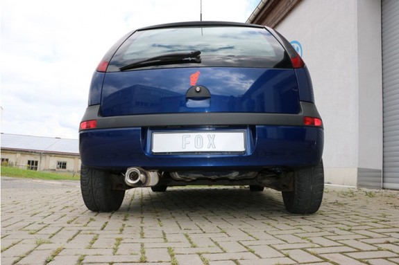 Fox Edelstahl Sportauspuff-Komplettanlage ab Kat Opel Corsa C 1x90mm rund eingerollt gerade mit Absorber: OP032001-071ANL