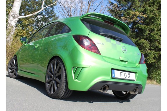 Fox Edelstahl Duplex Racing-Komplettanlage ab Kat Opel Corsa D NRE - Nürburgring-Edition je 100mm rund doppelwandig: OP033123-293ANLR