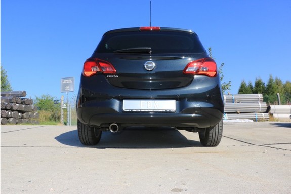 FOX Edelstahl Racing-Komplettanlage ab Kat Opel Corsa E 100mm rund doppelwandig abgeschrägt: OP034001-293ANLR