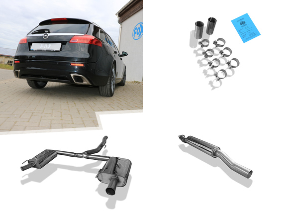 FOX Edelstahl Duplex Sportauspuffanlage ab Kat Opel Insignia OPC Sports Tourer für originalen Endrohrausgang: OP190033-TLPANL