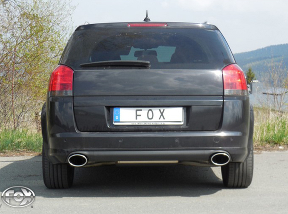 Fox Edelstahl Duplex Sportauspuff-Komplettanlage ab Kat Opel Signum 2.0l 140x90mm oval eingerollt abgeschrägt mit Absorber: OP200005-751ANL2