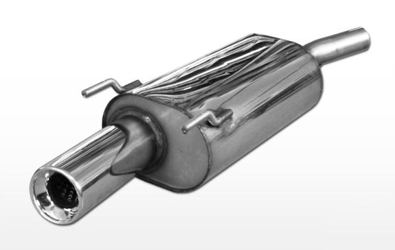 Fox Edelstahl Sportauspuff Ø60mm-System Opel Tigra A 1x90mm rund eingerollt gerade mit Absorber: OP070021-071