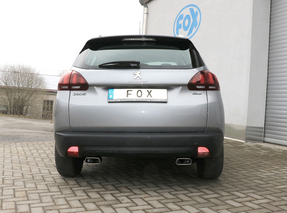 FOX Edelstahl Duplex Racing-Komplettanlage ab Kat. Peugeot 2008 je 145x65mm trapezförmig eingerollt abgeschrägt: PE110013-671ANLR