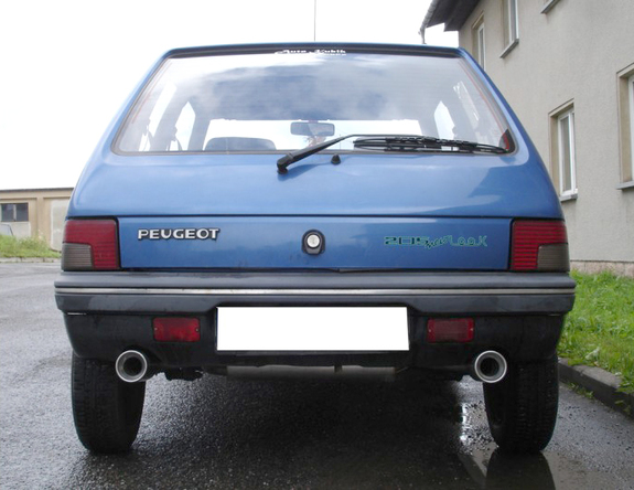 Fox Edelstahl Duplex Sportauspuff Peugeot 205 1x90mm rund eingerollt gerade mit Absorber