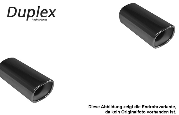 Fox Edelstahl Duplex Sportauspuff-Komplettanlage ab Kat Peugeot 206 Fließheck und CC 88x79mm rechteckig eingerollt abgeschrägt mit Absorber: PE021033-663ANL