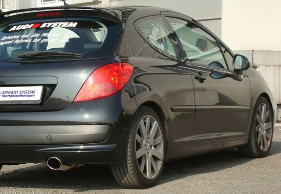 Fox Edelstahl Sportauspuff-Komplettanlage ab Kat Peugeot 207 115x85mm oval eingerollt abgeschrägt: PE022031-347ANL1