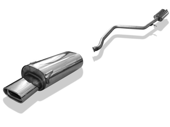 Fox Edelstahl Sportauspuff-Komplettanlage ab Kat Peugeot 306 Fließheck 135x80mm flachoval eingerollt abgeschrägt mit Absorber: PE030002-593ANL