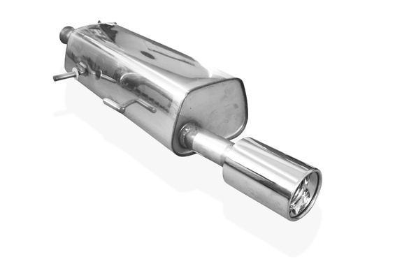 Fox Edelstahl Sportauspuff Peugeot 307 CC Cabrio 1x100mm rund eingerollt gerade mit Absorber: PE031061-073