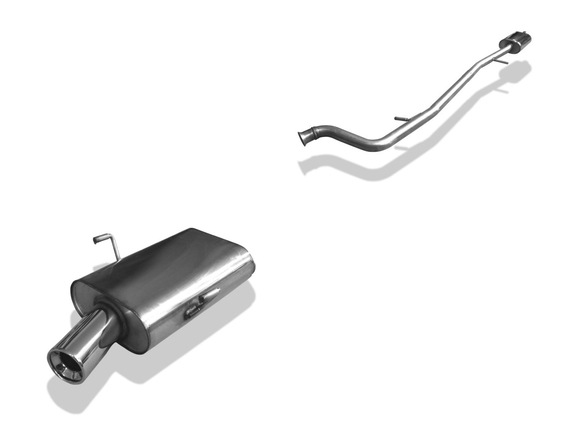Fox Edelstahl Sportauspuff-Komplettanlage ab Kat Peugeot 406 Limousine u. Coupe 1x90mm rund eingerollt gerade mit Absorber: PE041001-071ANL1
