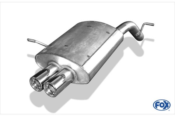 Fox Edelstahl Sportauspuff Peugeot 407 2.0l 2x80mm rund eingerollt gerade mit Absorber: PE042012-070
