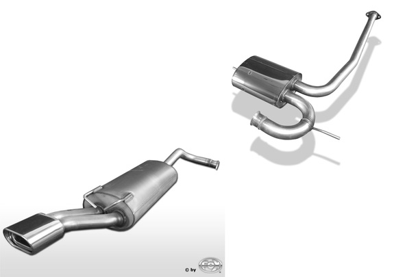 Fox Edelstahl Sportauspuff-Komplettanlage ab Kat Renault 19 Chamade 160x80mm flachoval eingerollt abgeschrägt mit Absorber: RE010012-597ANL