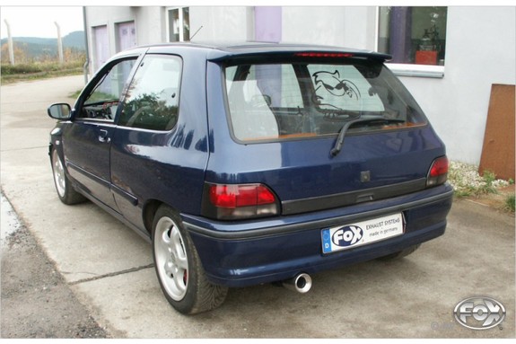 Fox Edelstahl Sportauspuff-Komplettanlage ab Kat Renault Clio 1 Typ B/C 57 1x80mm rund eingerollt gerade mit Absorber: RE070001-069ANL