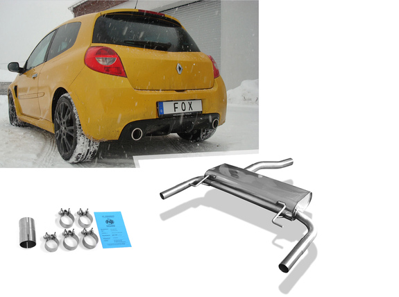 Fox Edelstahl Duplex Sportauspuff Renault Clio 3 Sport Facelift Typ R für originale Endrohre: RE072003-001