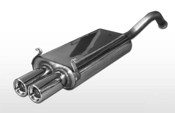 Fox Edelstahl Sportauspuff Renault Laguna 1 Typ B56 Limousine 2x80mm rund eingerollt gerade mit Absorber: RE150002-070