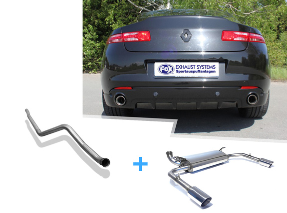 Fox Edelstahl Duplex Racing-Komplettanlage ab Kat Renault Laguna 3 Coupe je 90mm rund doppelwandig abgeschrägt: RE152023-291ANLR