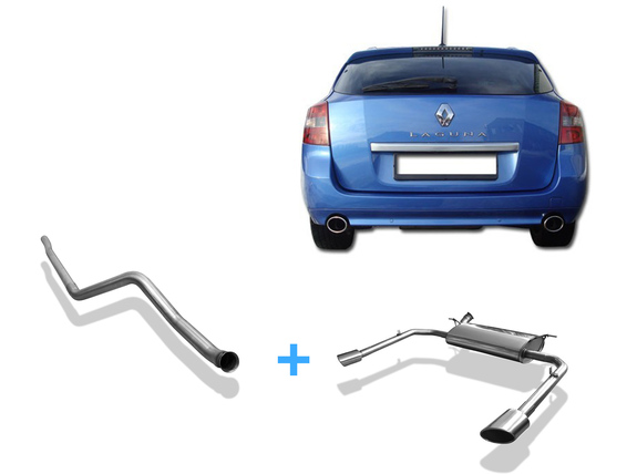 Fox Edelstahl Duplex Racing-Komplettanlage ab Kat Renault Laguna 3 Grandtour je 115x85mm oval eingerollt seitlich abgeschrägt: RE152003-461ANLR