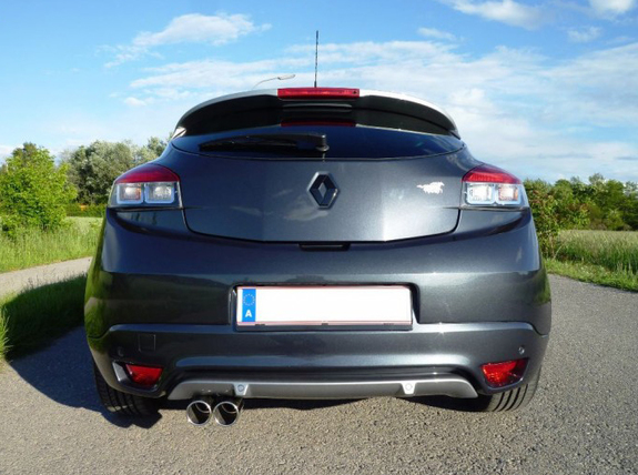 Fox Edelstahl Sportauspuff Renault Megane 3 Schrägheck GT-Line 2x80mm rund eingerollt gerade: RE082002-050