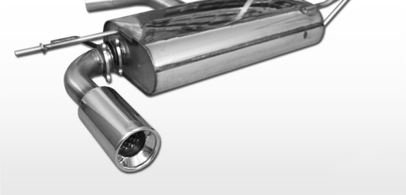 Fox Edelstahl Sportauspuff-Komplettanlage ab Kat Seat Altea 5P1 1x90mm rund eingerollt gerade mit Absorber: SE080007-071ANL