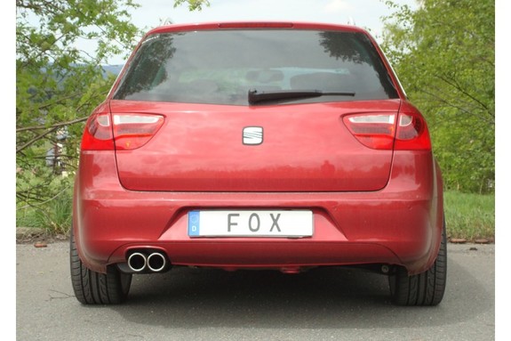 Fox Edelstahl Sportauspuff-Komplettanlage ab Kat Seat Exeo 1.6l Limo u. ST 2x80mm rund eingerollt abgeschrägt ohne Absorber: SE090022-130ANL1