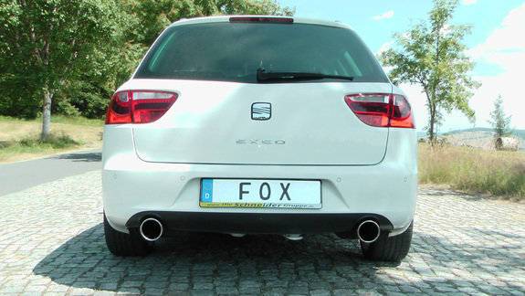 Fox Edelstahl Duplex Racing-Komplettanlage ab Kat Seat Exeo Limo u. ST je 90mm rund eingerollt abgeschrägt: SE090033-131ANLR
